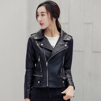 步来褶惠男女明星同款韩版修身男女夹克皮衣外套情侣装夏