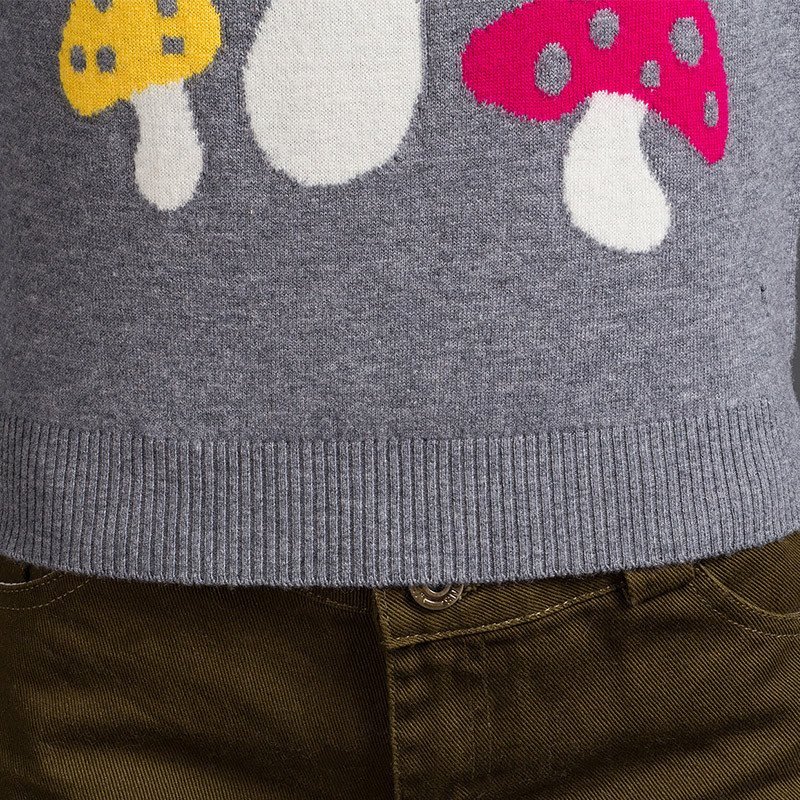 梭格100%纯羊毛衫 韩版秋装新款长袖打底衫 蘑菇图案套头女士毛衣