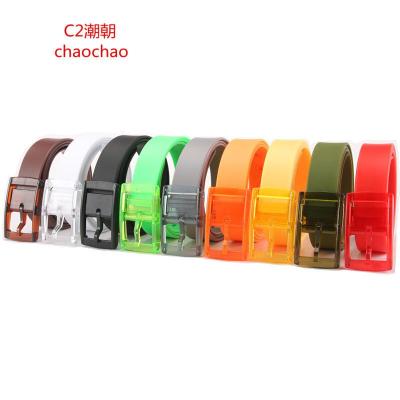 C2潮朝无铁无磁无金属没有铁腰带男女士糖果过安检环保裤带塑料针扣皮带糖果色防荧光情侣腰带潮
