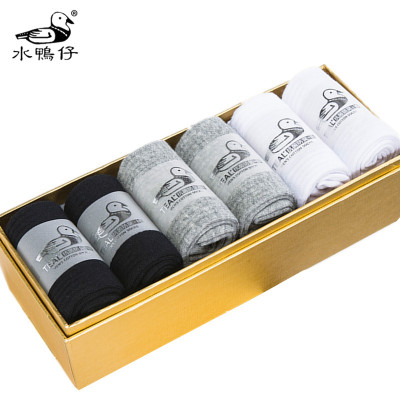 水鸭仔袜子6双盒装-棉短筒商务男袜纯色透气男士休闲船袜FC002款6双盒装均码(36-45)