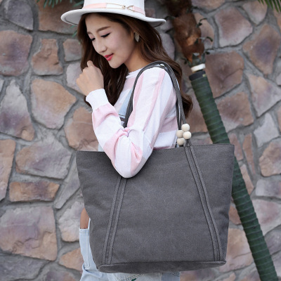 KVKY2017新款帆布包女休闲单肩手提包休闲时尚百搭文艺清新购物袋大包1309