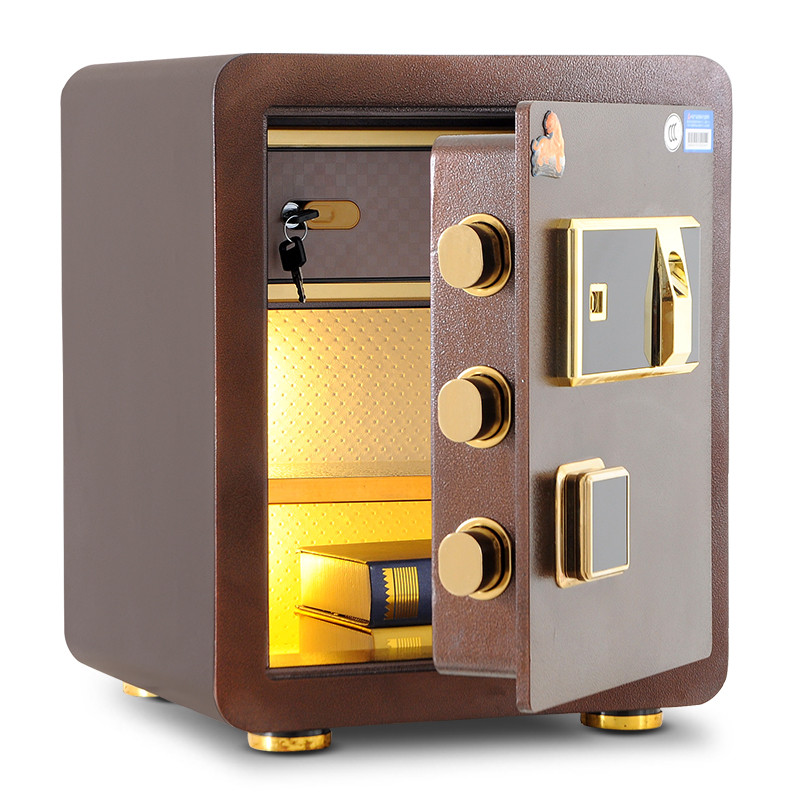 虎牌保险柜 3c全钢指纹家用保险箱 45cm高小型防盗保险箱