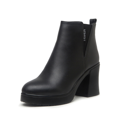 迪罗尼卡2021秋冬新款短靴女真皮马丁靴女单靴粗跟女靴厚底机车靴女靴子