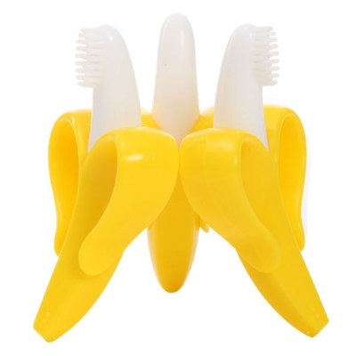 稚趣香蕉型宝宝咬牙棒 香蕉牙胶牙刷 宝宝硅胶磨牙棒 婴儿健齿玩具
