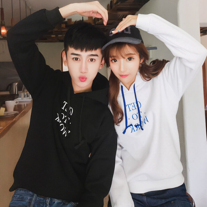 古莱登秋季新款情侣卫衣韩版学院风卫衣连帽套头卫衣外套学生班服