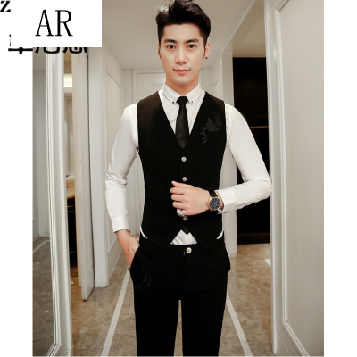 AR理发师西服马甲职业装韩版结婚礼服套装弹力马甲裤子两件套