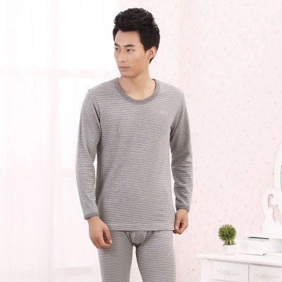 AB内衣专柜正品男士远红外拉毛圆领中厚条纹高档保暖套装K170