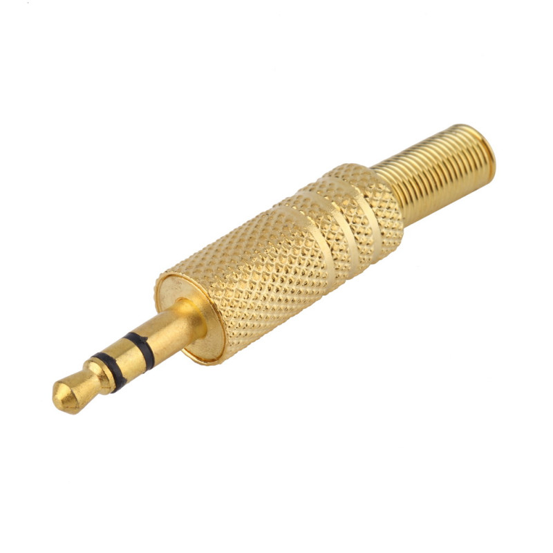 映羽35mm音频焊接头电脑立体声耳机插头35mm耳机接线头双声道镀金