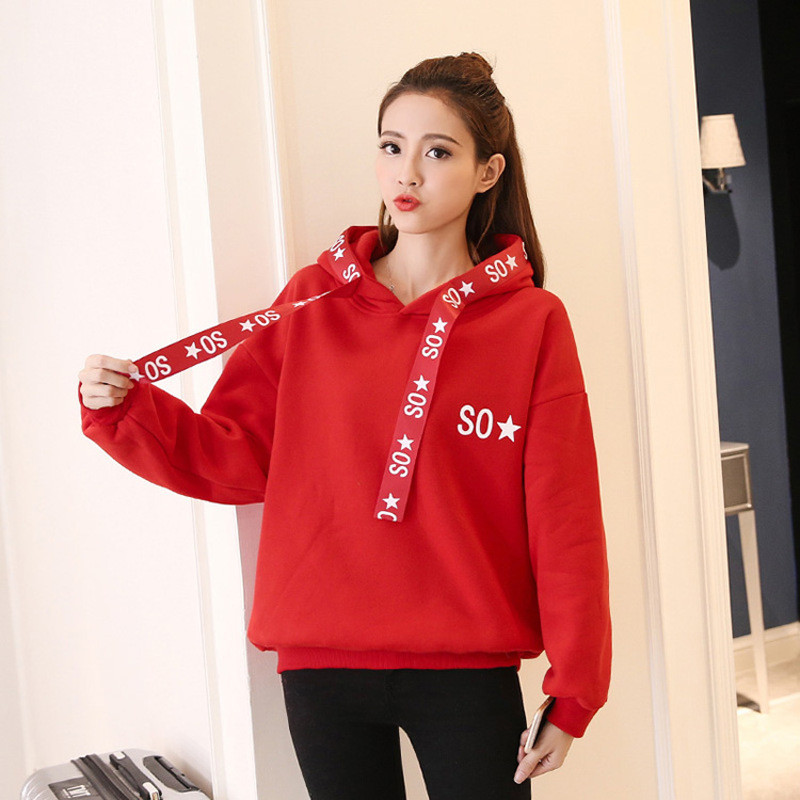 蔚缇2017秋冬装新款韩版蝙蝠袖宽松连帽卫衣