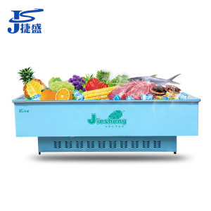 捷盛(JS)SCWD4-1088F 1088升 2.8米蓝色玻璃门岛柜卧式冷柜商用 超大容量展示冰柜 超市大容量展示冷柜