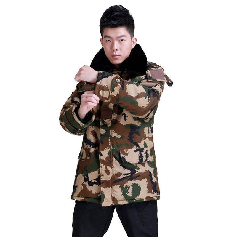 陆军荒漠迷彩套装 男新式迷彩服冬季军装作训服冬季防寒大衣 加厚加长