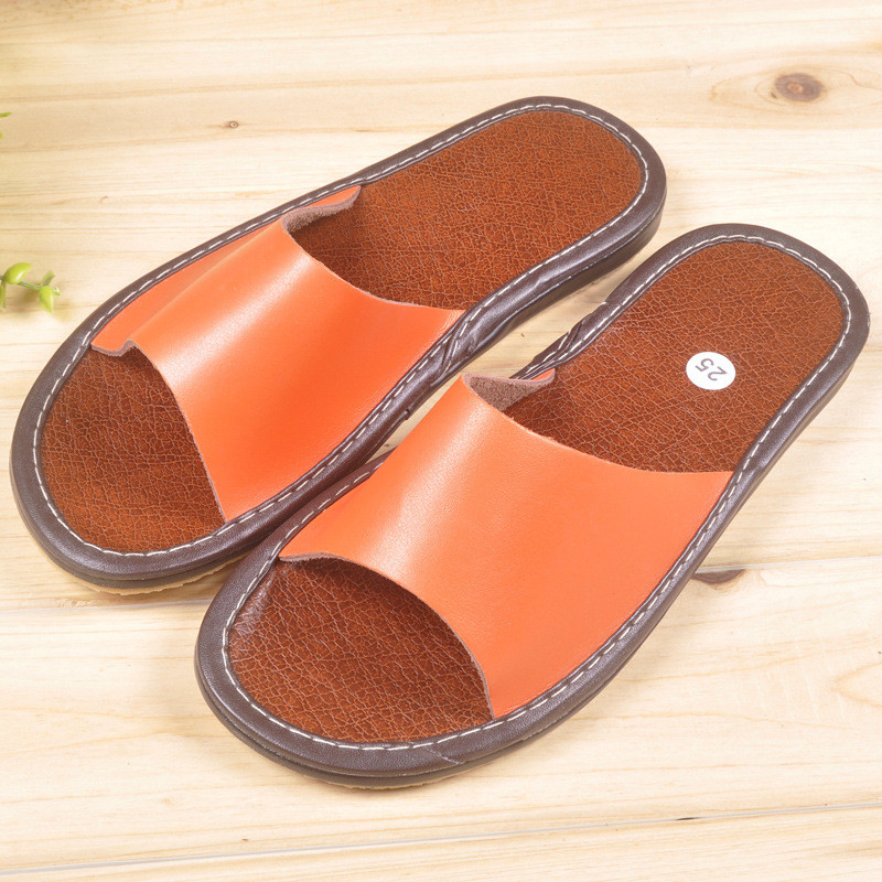 2016夏季新款皮拖鞋居家拖鞋牛皮家居凉拖鞋 情侣拖鞋男女款凉拖鞋.