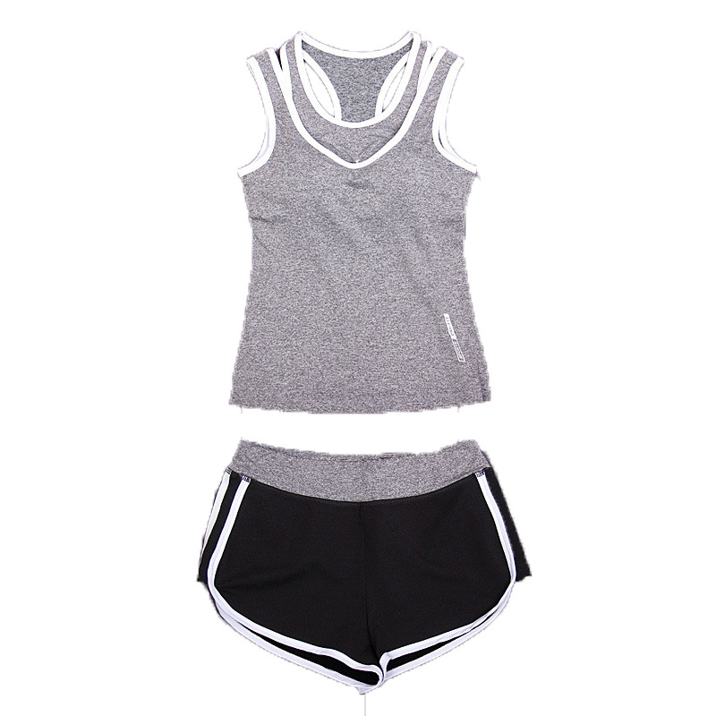 夏季瑜伽服女透气健身服背心运动裤短裤套装显瘦跑步两件套