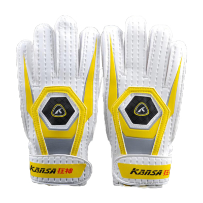 狂神足球守门员手套乳胶带护指门将爬行手套足球运动手套白色均码
