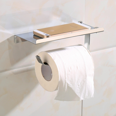 防水厕所纸巾盒居家纸巾架纸巾架卫生间纸巾盒不锈钢厕所纸盒浴室卷纸盒架-银色手机架