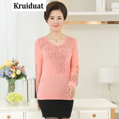 Kruidvat2017新款春季中老年打底衫纱袖T恤雪纺衫Z041