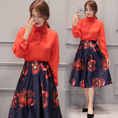 莞馨(wanxin)新款2016秋款两件套休闲套装女连衣裙女