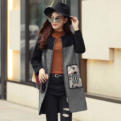 莞馨(wanxin)新款冬季新款女装韩版时尚百搭休闲圆领中长款毛呢外套女呢大衣气质潮