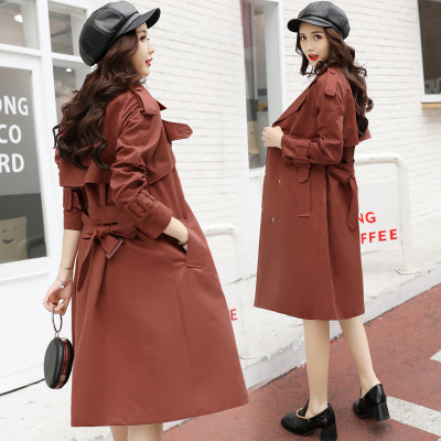 莞馨风衣2017年秋季时尚气质长袖中长款韩版百搭简约口袋