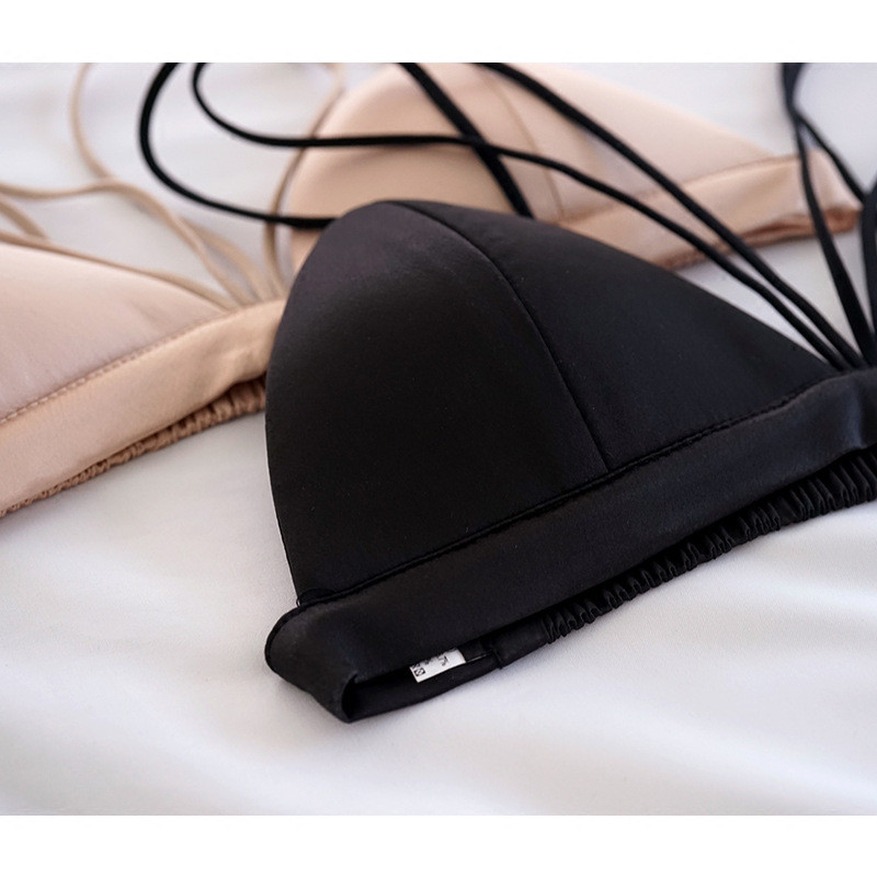 哑光绸质感细肩带小bra内搭文胸法式三角杯百搭基础款