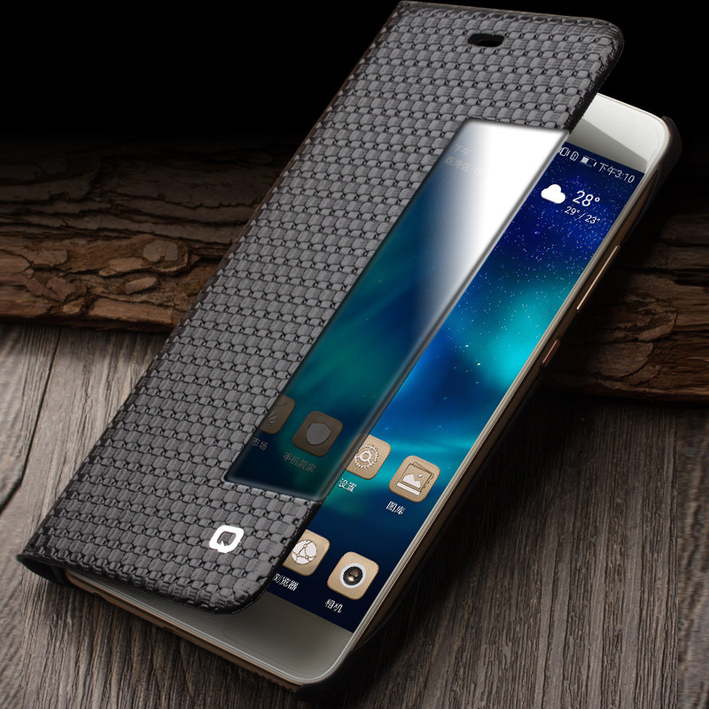 洽利 华为p10真皮手机壳商务p10 plus手机套智能休眠翻盖保护皮套