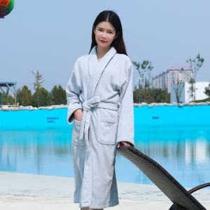 幸福派 浴袍男女 长款睡袍纯色情侣浴袍毛巾料五星级酒店情侣吸水速干毛巾料浴衣
