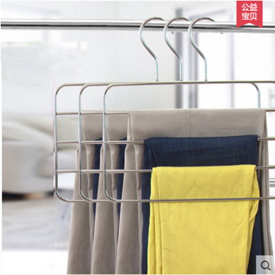 新款优质不锈钢裤架多层衣挂衣架毛巾围巾领带架多功能魔术裤撑衣柜banghe