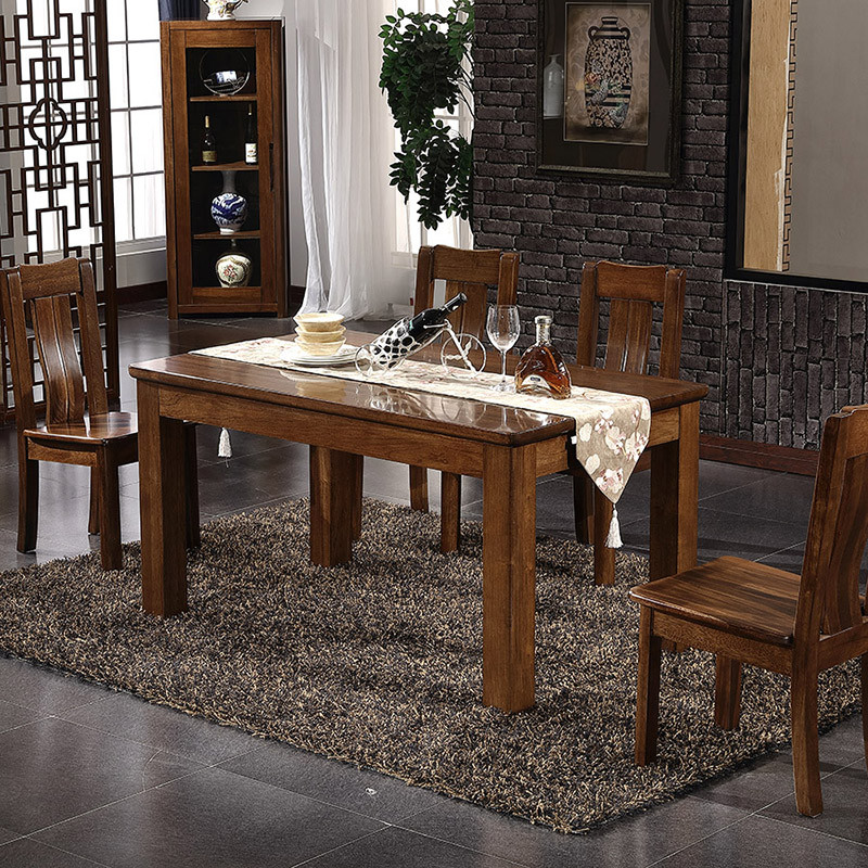 淮木 黑胡桃木家具环保饭桌餐桌椅组合新中式家具全实木西餐桌简约