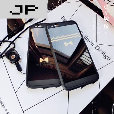 JP潮流品牌蝴蝶结苹果6s手机壳日韩简约镜面iphone6plus软壳软胶5.5挂绳大气