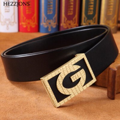 赫泽琼斯HEZZJONES铜扣皮带男真皮头层牛皮复古腰带商务休闲板扣青年牛仔裤皮带潮男腰带黑色