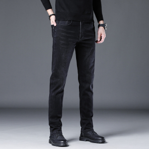 金盾(KIN DON)品牌纯黑色牛仔裤男修身潮牌小脚裤子男士休闲秋冬季款韩版潮流长裤
