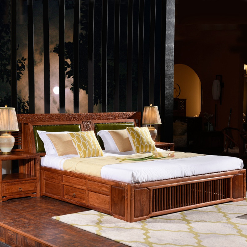 木屋子家具 现代新中式红木实木大床2.