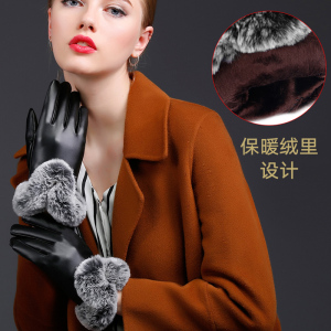秋冬季手套保暖皮手套男女情侣触屏加绒加厚防风手套骑行开车手套