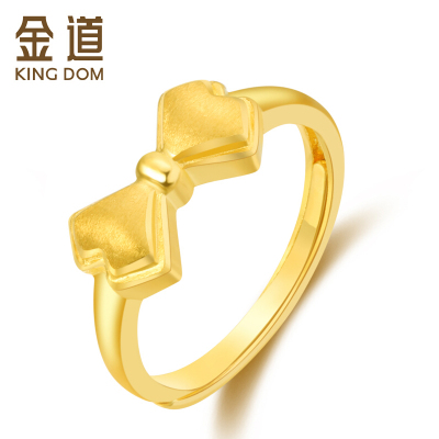 金道 黄金戒指蝴蝶结活口足金戒指女款少女可爱风3.51克