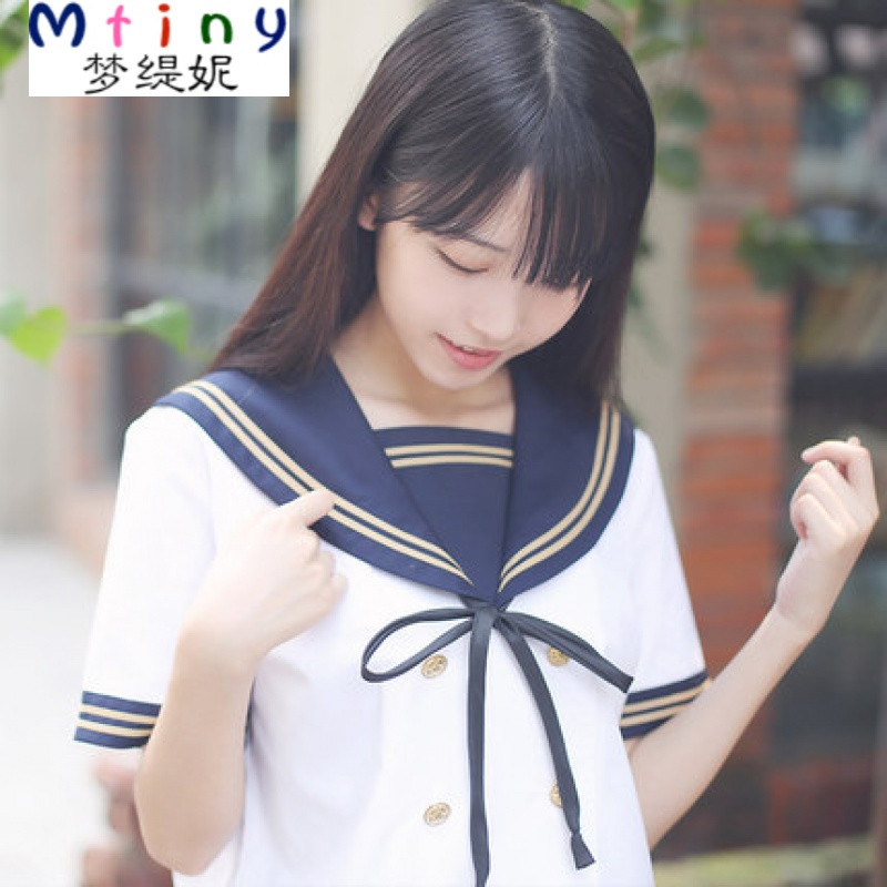 mtiny日本女學生裝水手服夏jk制服校服班服韓國短袖英倫海軍風cos套裝