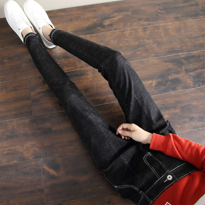 薇侣2017新品秋装新款萝卜裤胯裤牛仔裤女长裤学生小脚哈伦裤子