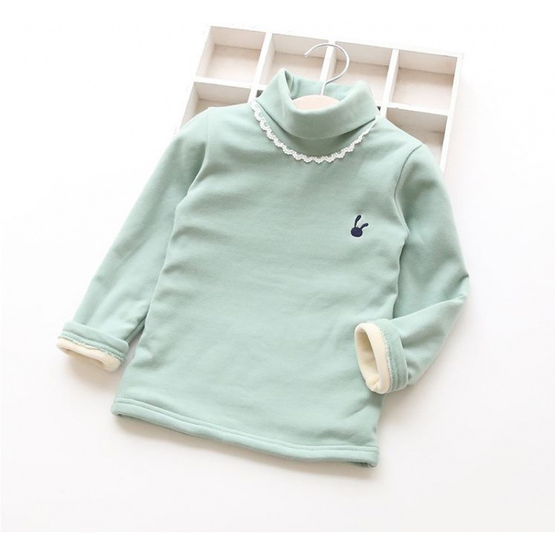 娉语女童加绒打底衫加厚保暖秋冬装上衣小孩子衣服高领儿童宝宝t恤衫