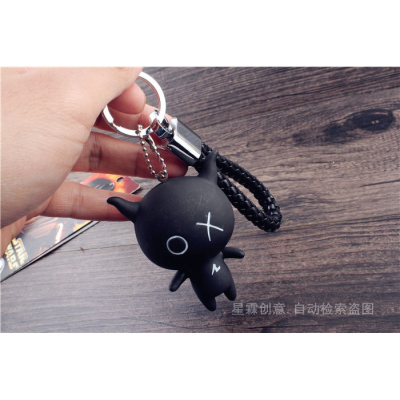 娉语创意情侣钥匙扣 男士女士黑仔白仔车钥匙挂件编织绳钥匙圈