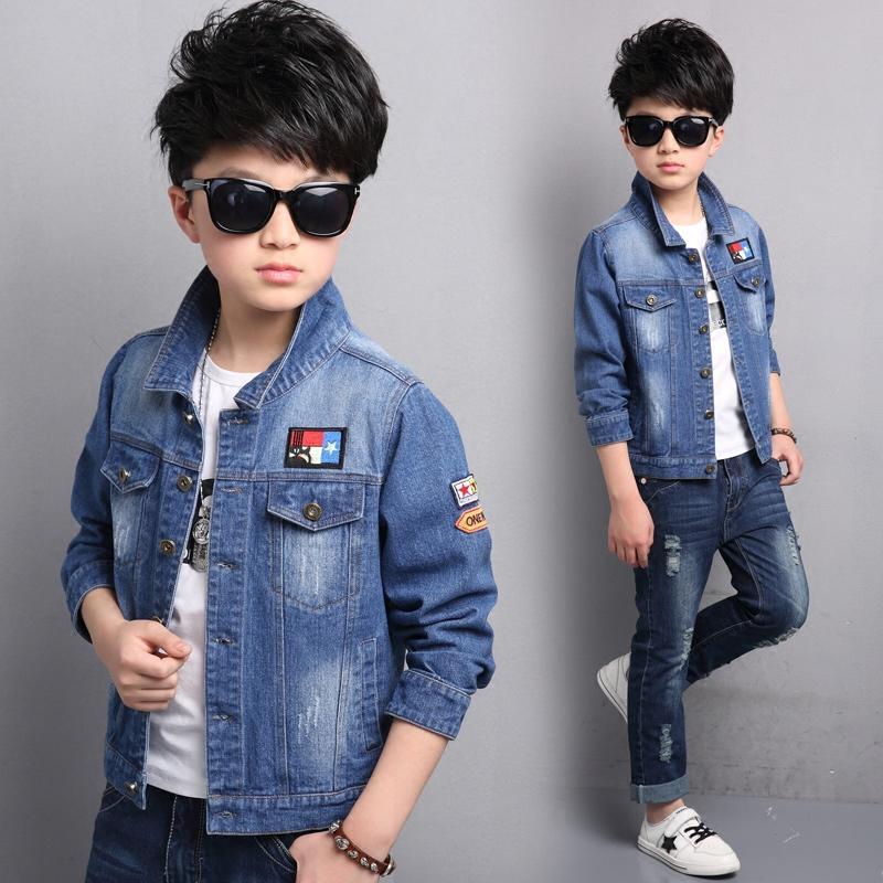 娉语童装男童秋装2018新款韩版潮儿童夹克男孩牛仔外套春秋上衣中大童