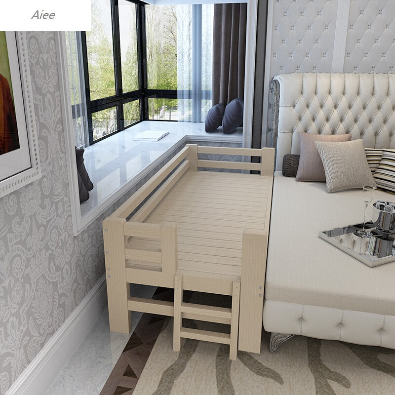 aiee拼接床加宽床加长床儿童单人床全实木宝宝床松木护栏床边定做