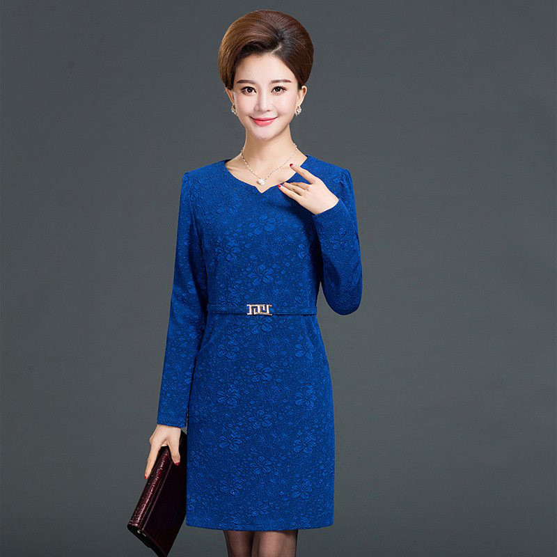卓胜基中老年女装春秋长袖连衣裙40-50岁中年