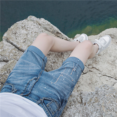 2017新款牛仔短裤男修身夏季7分中裤8休闲六分6马裤五分5分夏天七分裤男士