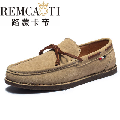 2018春季男士乐福鞋男韩版磨砂真皮懒人鞋英伦驾车时尚保暖休闲鞋