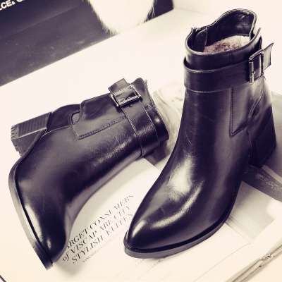 902新款2017新款女鞋秋冬女靴粗跟尖头短靴女英伦马丁靴中跟切尔西靴子潮定制