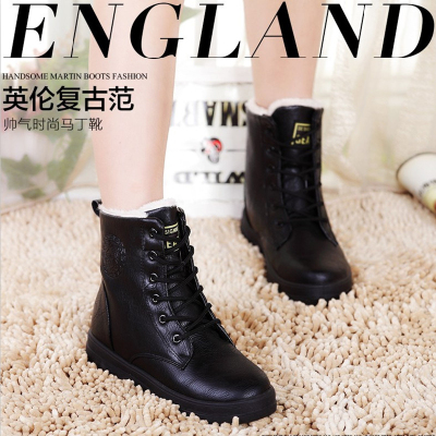 902新款冬季马丁靴女英伦风韩版加绒雪地靴百搭防水棉靴保暖学生棉鞋定制