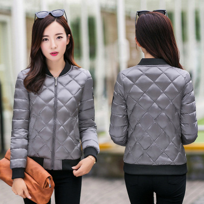 顺崇2017秋冬新款轻薄短款羽绒服女韩版修身棒球服棉袄外套1702#