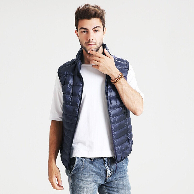 男士轻薄羽绒服薄款马甲男式羽绒背心休闲马甲大码br