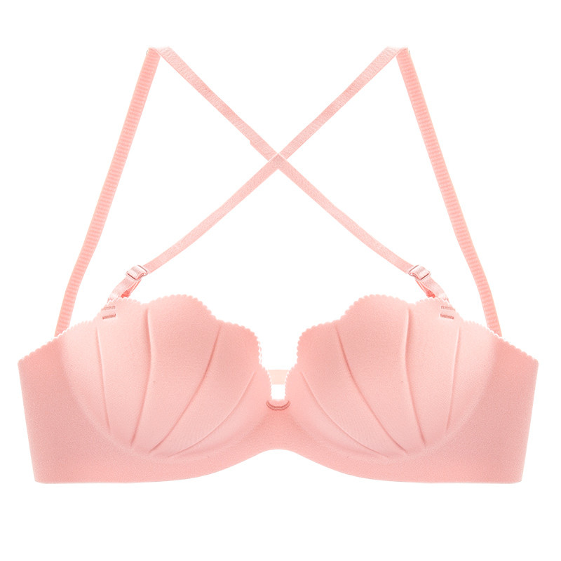 特价半杯软钢圈文胸秋冬简约少女一片式无痕美背内衣聚拢小胸罩