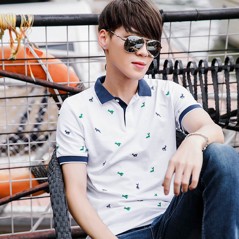 qma新款[俩件]夏季男士短袖t恤v领半袖体恤韩版翻领polo衫潮流衬衫