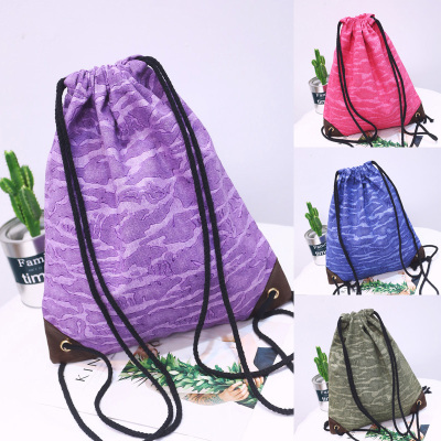 qma新款包邮新款帆布便携收口双肩背包抽绳简易书包购物袋运动休闲包